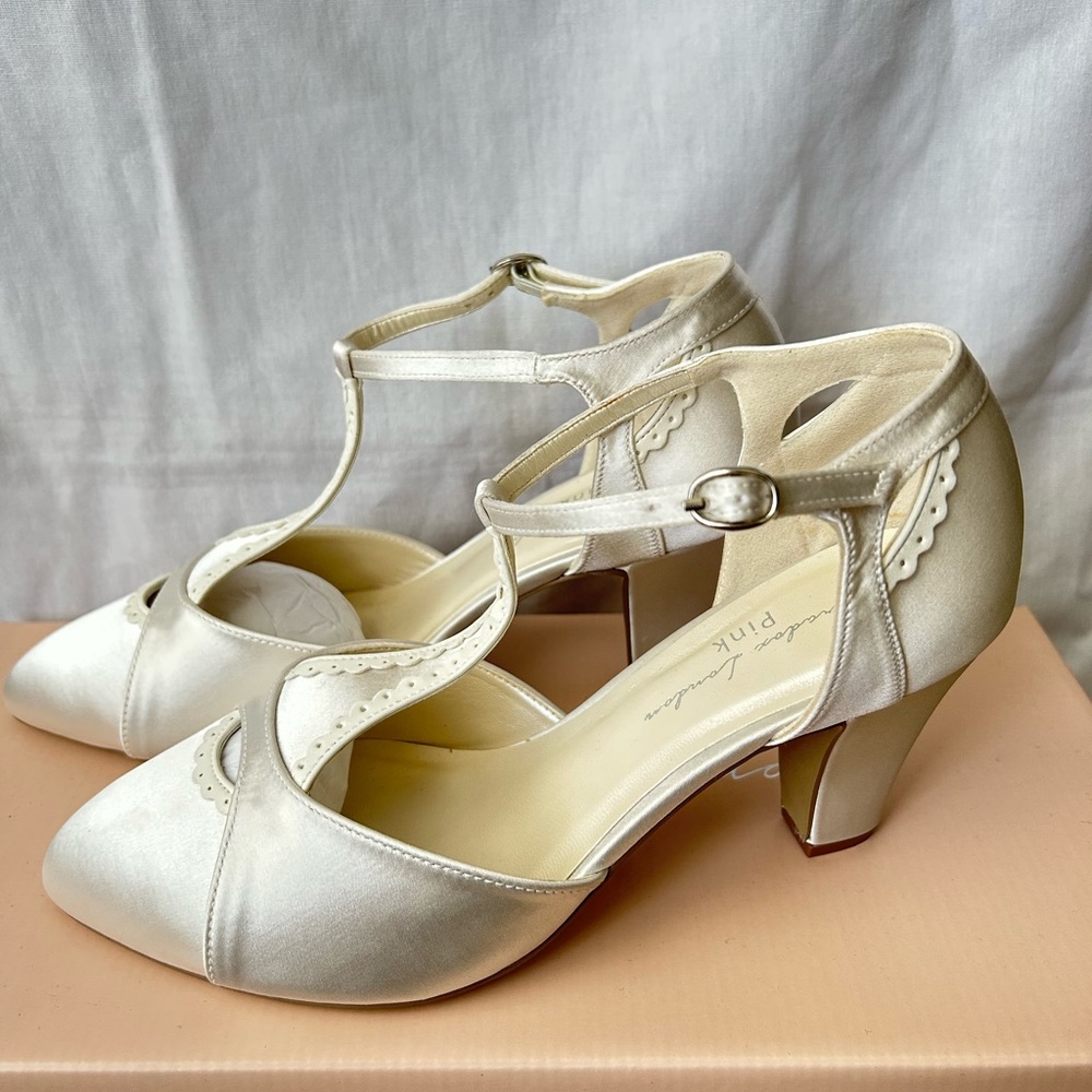 Paradox London Belmont Ivory Satin Bridal Shoes size 36